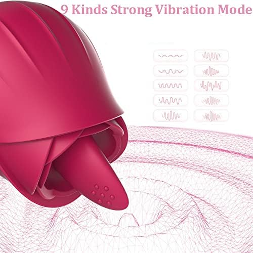 Вибратор на роза играчка со 9 режими, g место вибрирачки јазик за задоволство од розово задоволство на брадавицата стимулатор, USB полнење