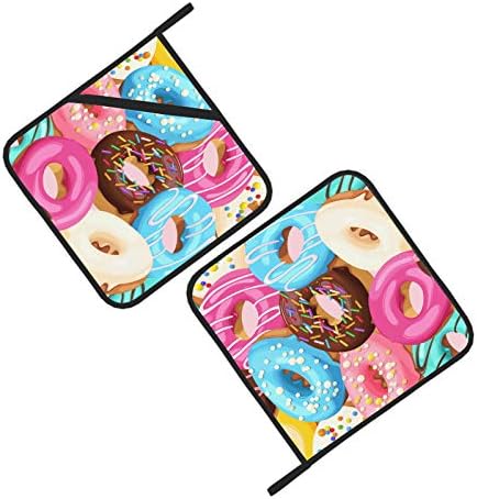 Заглавени крофни Беспрекорни држачи за тенџере со џебови отпорни на топлина, држачи за тенџере со тенџере со џебови 8 × 8 инчи за готвење
