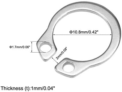 uxcell 13,8 мм Надворешни Кругови C-Клип Задржување Вратило Предвремени Прстени 304 нерѓосувачки Челик 100 парчиња