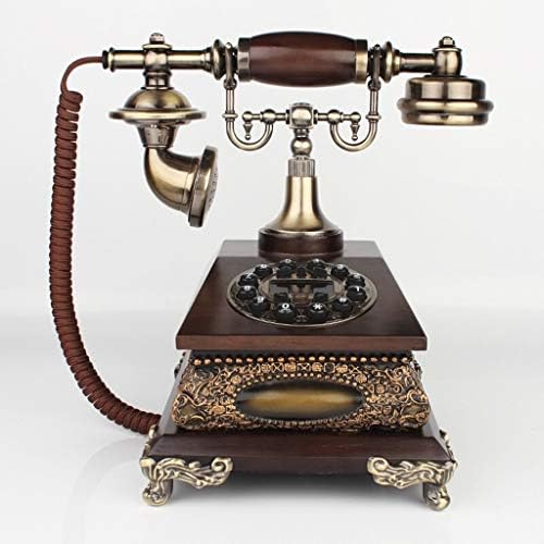 SJYDQ Ретро телефон, гроздобер декоративни телефони со верзија за бирање Механички и електронски двоен прстен антички телефон, канцеларија,