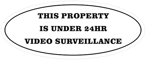 Овален имот под знак за видео надзор на 24 часа - црно/злато - мало