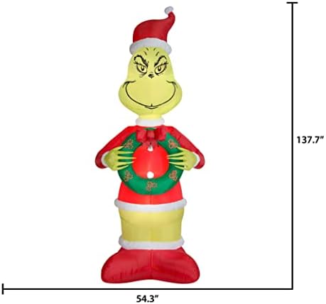 БЕЗБЕДНО 11,5 'висок Божиќ на надувување Познат зелен Божиќен лик со венец и бобинки затворен/отворено декорација