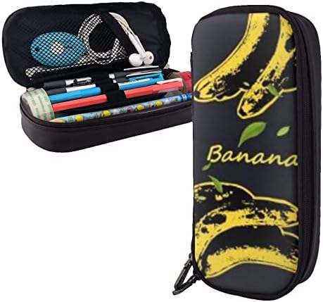 Банана молив случај голем капацитет за складирање на пенкало за складирање кутија за кожни канцелариски организатор со патенти за училишни