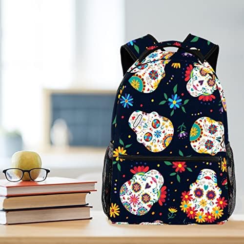 Училишни ранци цветни череп шеп шеп училишни торби за момчиња за девојчиња со лесен пат за патувања со лесен пакет