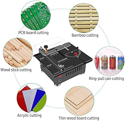 IRFORA 100W Мултифункционална табела Saw Mini Desktop Electric Saw Seat Брзина на сечење и прилагодлива длабочина на сечење на 16мм со флексибилна вратило на сечилото и повеќе додатоци