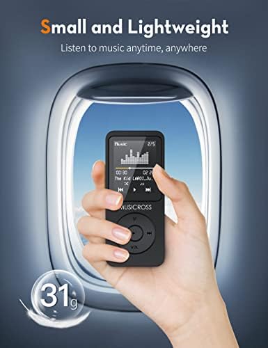 MP3 плеер со Bluetooth 5.2, MusicRoss Portable Lossless Music MP3 MP4 плеер со 32 GB микро SD картичка, Build-in HD звучник/Photo/Video