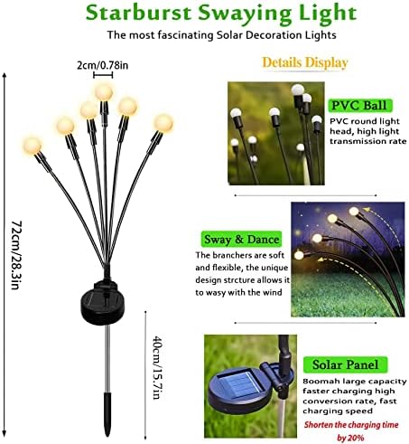 XRR соларни градинарски светла, 2 -пакети соларни соларни светилки светла живописни соларни напојувани светла за нишање на светла на отворено, водоотпорни Божиќни п?