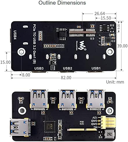 PCIe ДО USB 3.2 Gen1 Адаптер За Официјален Maspberry Pi Компјутерски Модул 4 IO Одбор, СО 4X USB 3.2 Gen1 Порти Компатибилен