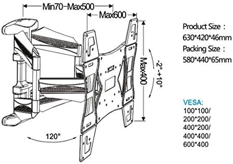 TBIEXFL 32-70 Инчен Стигнале Двојна Рака Целосно Движење Тв Ѕид Монтажа Со Пластични Капак Навалување Вртливата Заграда Екран Држач Плазма