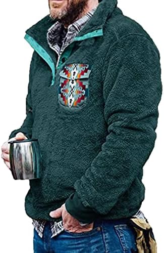 Ацтеки јакни за мажи Ацтек пуловер западен Шерпа пуловер нејасни џемпери од руно со јака од џебно копче за надворешна облека