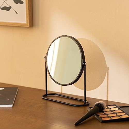 Козметичко огледало на Наварис за табелата на табелата - десктоп огледало за шминка и чешлање - двострано со огледало за зголемување 2x, 7,6 x 7,1 x 2,4