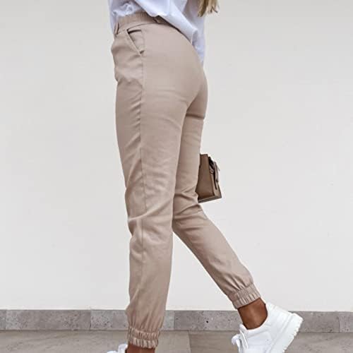 Etkiaенски жени работи за работа, деловни панталони панталони исечени панталони половината високо копче џеб жени фитнес хеланки