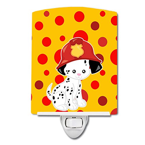 Богатства на Каролина BB69999cnl Fireman Dalmatian Puppy Ceramic Night Light, компактно, UL-сертифицирано, идеално за спална соба, бања, расадник,