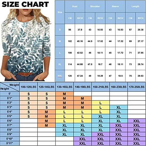 3/4 врвови за ракави за жени летна плажа бохо цветни печатени блузи плус големина o врат модни кошули за пулвер