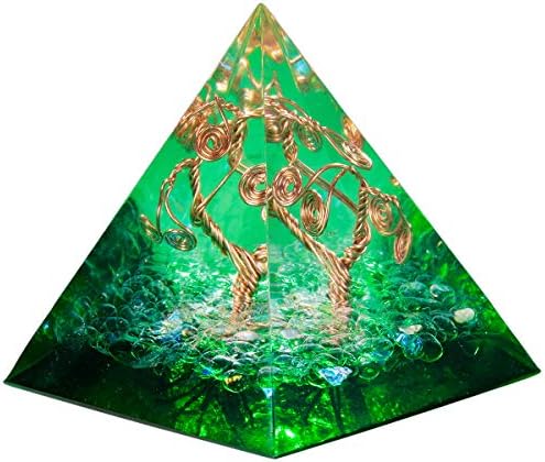 Mookaitedecor Rock Quartz Crystal Orgone Pyramid со бакарно дрво на животот, заздравувачки кристали оргонит за заштита на медитација генератор