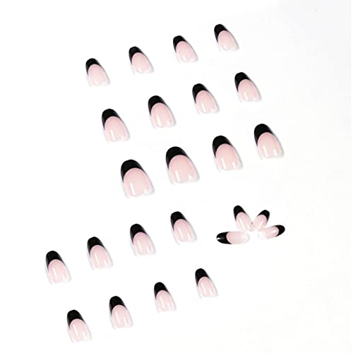 Kamize Cute Press на ноктите Средни лажни нокти Дизајн на акрилик целосен покрив розов бадем лажни нокти за жени и девојчиња 24 парчиња