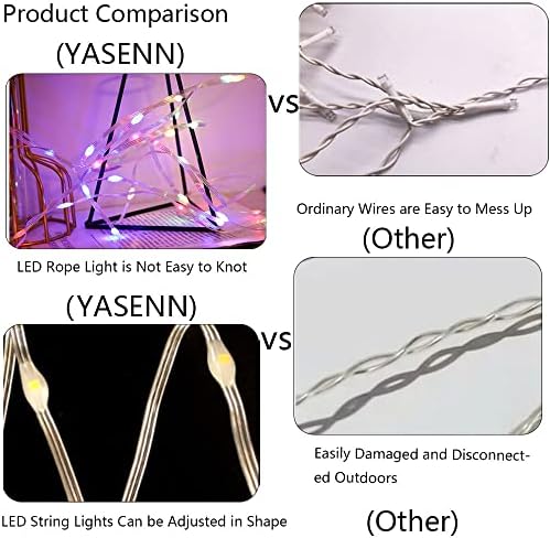 Yasenn PVC Wire 98ft LED LIBER STRING Lights 300LED Bluetooth App Controlled Smart LED светла LED LED за Божиќна декорација