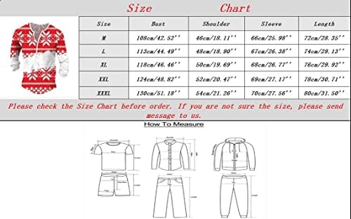 ЗДДО Божиќ Хенли кошули за мажи грда Божиќ ирваси Снегулка Печати Долг ракав V вратот копче надолу по хипи кошула