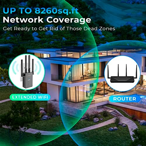 【2022 WiFi Extender】 WiFi опсег Extender Сигнал засилувач до 8500SQ.FT и 45 уреди, засилувач на Wi-Fi засилувач на Интернет и засилувач за сигнал за дома, безжичен повторувач со долг дос?
