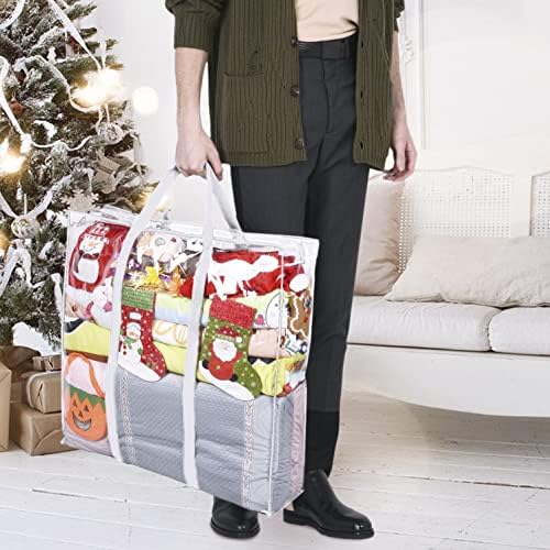 Пропик чиста торба за складирање Подарок Организатор Организатор Голема патент Божиќни украси за складирање винил торба за под кревет Поместење постелнина за пос
