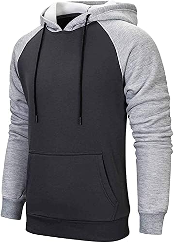 Wielsscca Mens Houldies Puterwork Pullover Pullover Blood Block Block Sweatshirs Casual Clathstring врвови со џеб од Канга