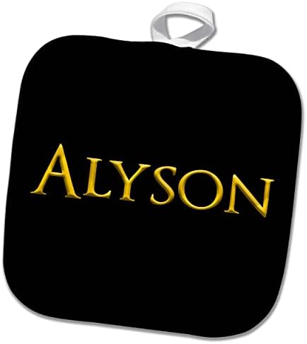 3drose Алисон, заедничко женско име во Америка. Жолт, црн подарок за. - Potholders