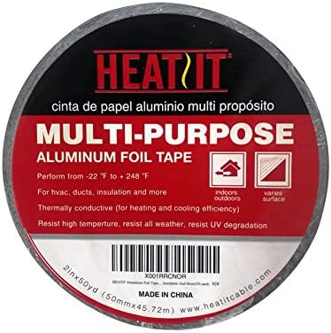 Топлина Алуминиумска фолија лента Професионална оценка од 2 инчи x 150 стапки дебела 5,3 милји за HVAC, канали, цевки, метална поправка,