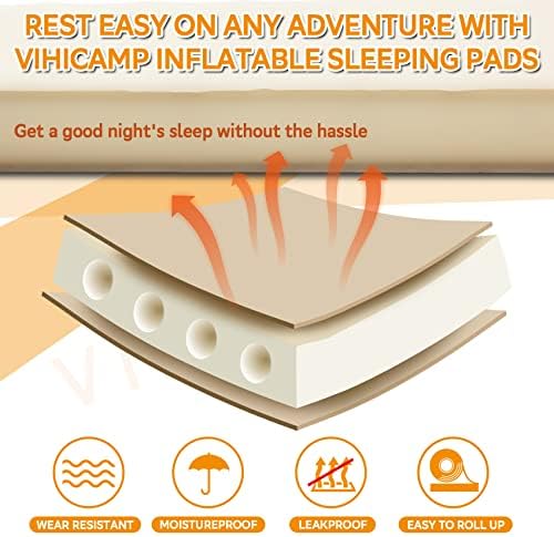 VIHICAMP само -напуштање подлога за спиење за кампување - Душек за кампување со надувување на пена со вреќа за пумпа, влошки