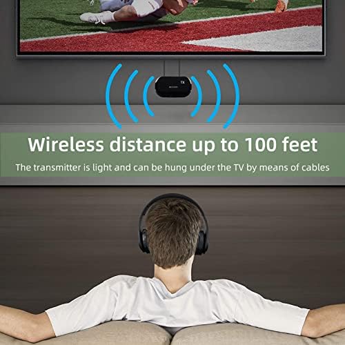 Retekess TA005 Безжични слушалки за гледање ТВ, ТВ слушалки стерео со предавател, поддршка А/Б канал, AUX, RCA и оптички влез, идеален за постари лица