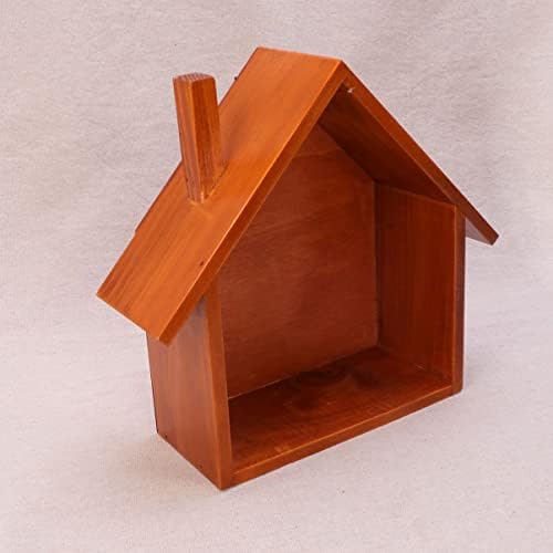 Зеродеко дрвена лебдечка полица во облик на wallидна полица од дрвена сенка куби кутија за складирање на полица за складирање, висина за рак за