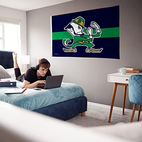 Rico Industries NCAA Notre Dame Fighting Irish Green Stripe 3 'x 5' Banner Flag 3 'x 5' Banner Flage Единствена еднострана - затворен