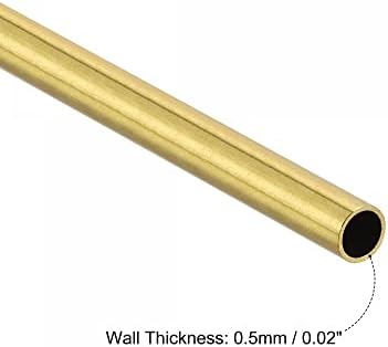 Uxcell месинг тркалезна цевка 6мм ОД 0,5мм Дебелина на wallидот од 100мм цевки со цевка со должина од цевки 6 парчиња