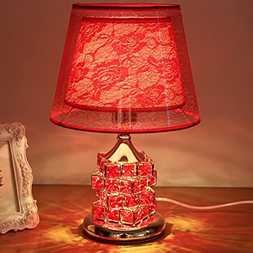 Fksdhdg Кристална маса за ламба спална соба за кревети за постелнина свадба топло хранење топло светло ламба Едноставно романтично