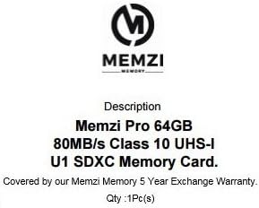 MEMZI PRO 64gb Класа 10 80MB/s Sdxc Мемориска Картичка За Panasonic HC-V777, HC-V770, HC-V770M, HC-V770K, HC-V760, HC-V757, HC-V750m,