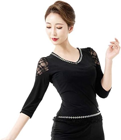 Sihyun Ballroom Latin Salsa Jazz Romba Cha Cha Dancewear кратки маици со поубави задни линии