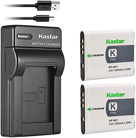 Kastar Battery & Slim USB полнач за Sony NP-BK1, NPBK1 и CyberShot DSC-W180, DSC-W190, DSC-W370, DSC-S750, DSC-S780, DSC-S950, DSC-S980, Webbie