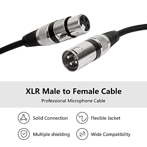 XLR избалансиран Микрофон Кабли 3 Пински XLR Машки На Женски,3 нозе,сребрена црна За Напојува Звучници, Аудио Интерфејс или Миксер