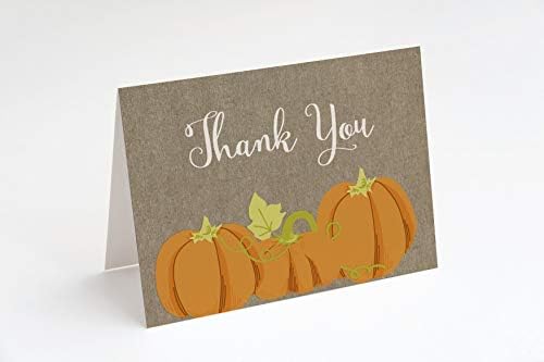 Тиква благодарам картички есенска есен Ноќта на вештерките малку жетва преклопување благодарам белешки лил тикви бурлап портокалова