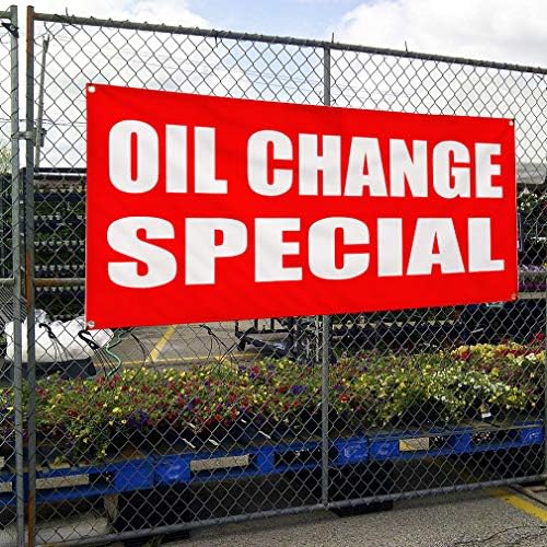 Винил банер повеќе големини промена на нафта специјален бизнис бизнис на отворено водоотпорен индустриски двор знаци црвени 10 громи 60х144 инчи