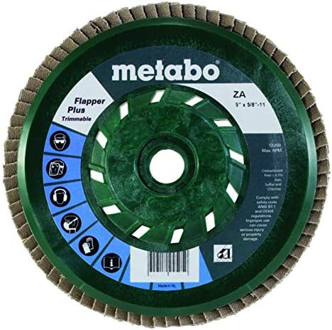 Метабо - Апликација: Челик/не'рѓосувачки челик - 5 флапер плус 40 5/8 -11 T29 Trimmable, Discs Flap - Flapper Plus - Zirconia Alumina - Type