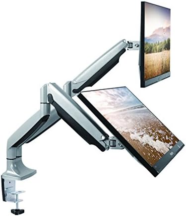 Techorbits Dual Monitor Stand - Универзална биро за монтирање на рацете за 13 до 30 инчи компјутерски екран - Прилагодлив 2 монитор за монитор W/целосна движење на движење, Clamp & Gas Spring