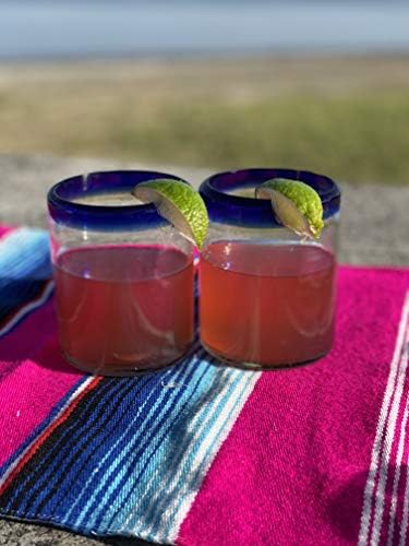 Рачно Разнесени Мексикански Чаши За Пиење-Комплет од 6 Чаши Со Тамблер Со Кобалтни Сини Бандажи