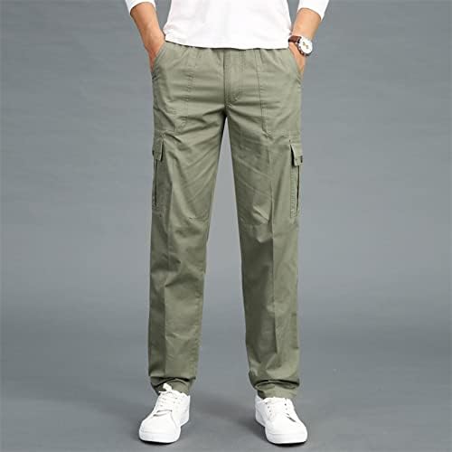 Менс модна лежерна лабава памучна џебска чипка панталони во целост кадифен