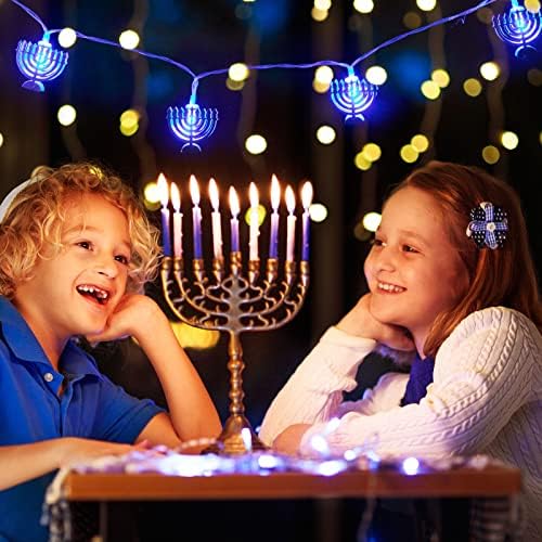 Hiboom Chanukah Menorah String Lights, 5 стапки 10 LED Hanukkah Decorative Light String 2AA Battery Open, Hanukkah LED жичани светла за Евреите