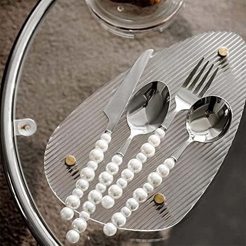 4pcs Европа сребрена мода бисер за прибор за јадење 18/10 челик 304 рамка за подароци за подароци вилушка S7x7 лажица за креативност
