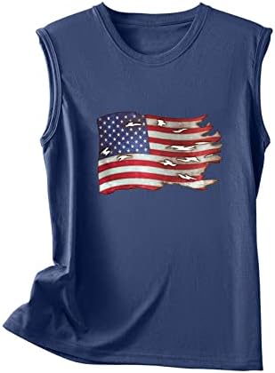 Резервоар за жени, жени во САД starsвезди ленти патриотска маица лето лабава резервоар врвови на американското знаме за печатење на знамето