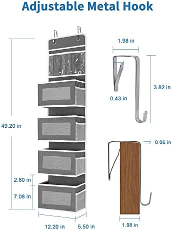 JARLINK 2 Пакет 5-Полица Над Врата Виси Организатор и 2 Пакет 5-Полица Над Врата Виси Организатор, Преклопен Ѕид Монтирање 4 Голем Џеб Складирање Со Пвц Јасен Прозорец