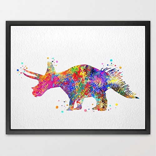 Dignovel Studios 8X10 Triceratops Диносаурус Уметност Печатење Акварел Сликарство Уметност Печатење ЗА Деца Детски Ѕид Уметност Ѕид Декор