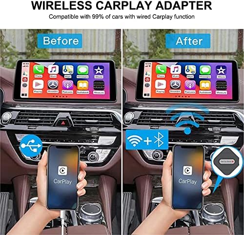 OneCarStereo Безжичен Carplay Адаптер Apple CarPlay Dongle Mini за Iphone Конвертирате Жичен Во Безжичен За Oem Жичен Модел На Автомобили CarPlay, Лесен Приклучок И Игра, Поддршка Онлајн Надгра
