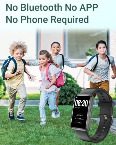 Huakua Фитнес Тракер Часовник За Мажи Жени Деца, Без Bluetooth НЕМА АПЛИКАЦИЈА Нема Потреба Од Телефон, IP68 Водоотпорен Целосен Екран